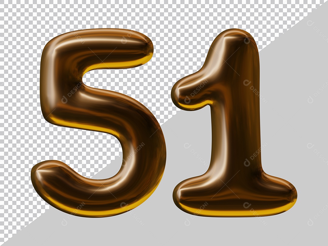 Elemento 3D Para Composição Número 51 Marrom PSD