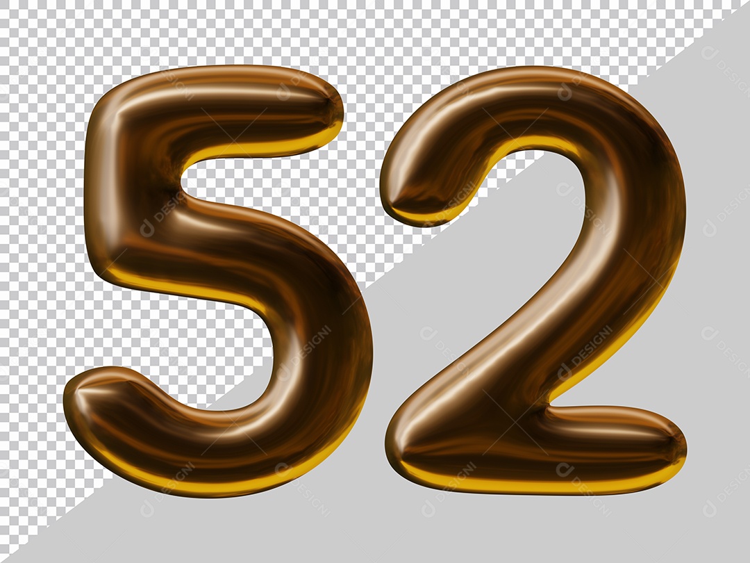 Elemento 3D Para Composição Número 52 Marrom PSD