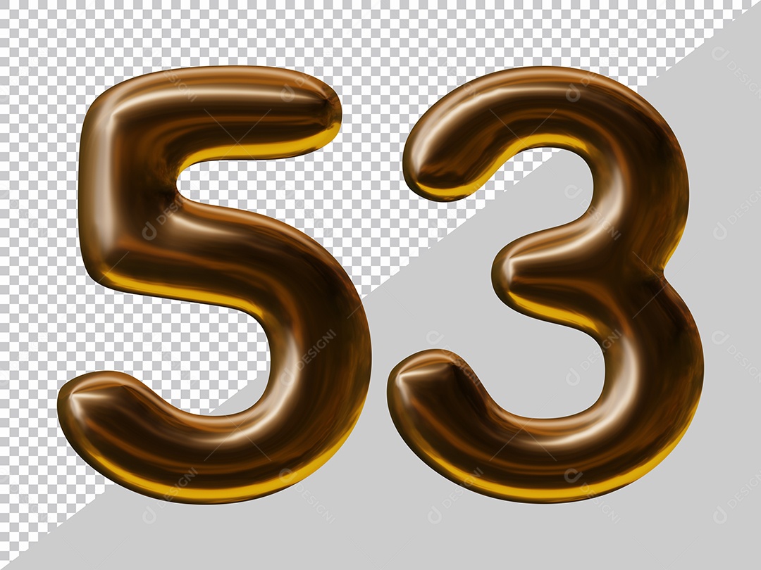 Elemento 3D Para Composição Número 53 Marrom PSD