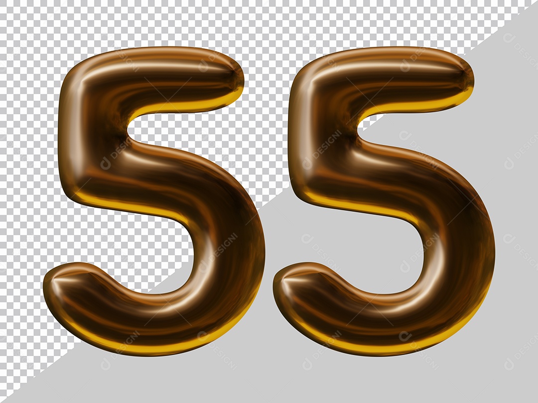 Elemento 3D Para Composição Número 55 Marrom PSD