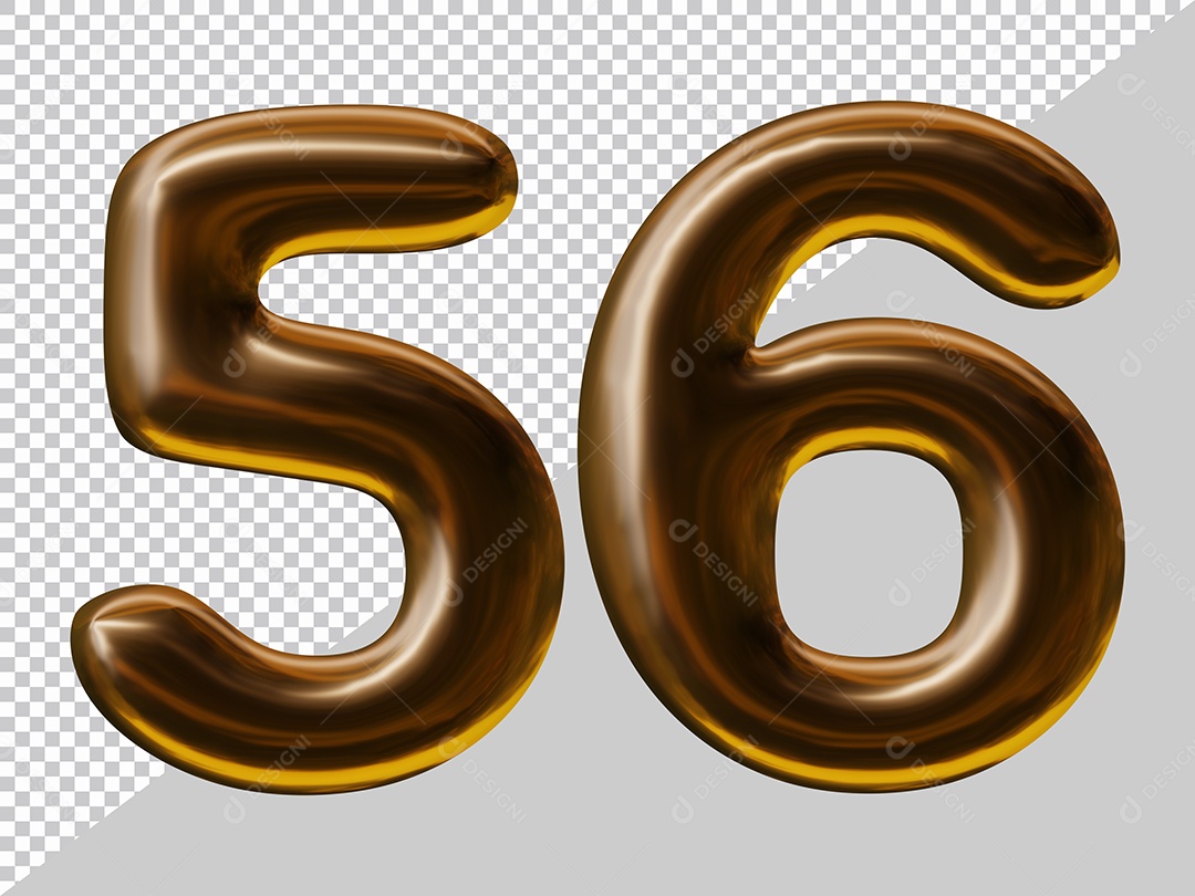 Elemento 3D Para Composição Número 56 Marrom PSD