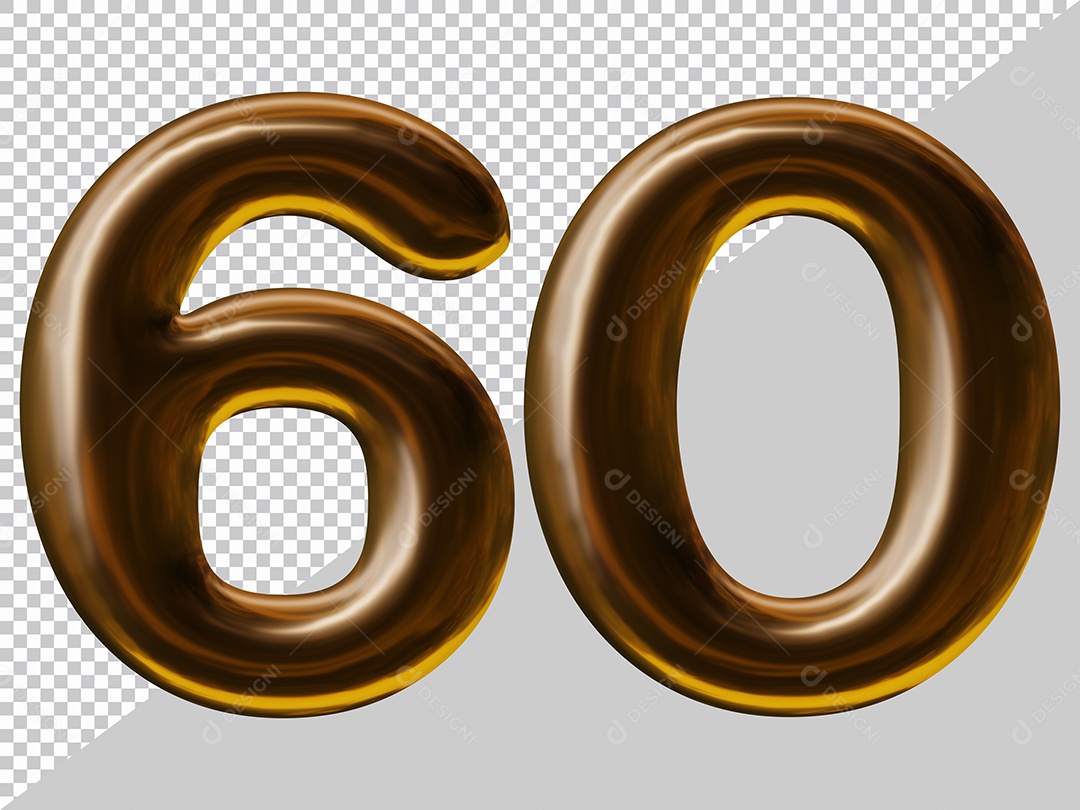 Elemento 3D Para Composição Número 60 Marrom PSD