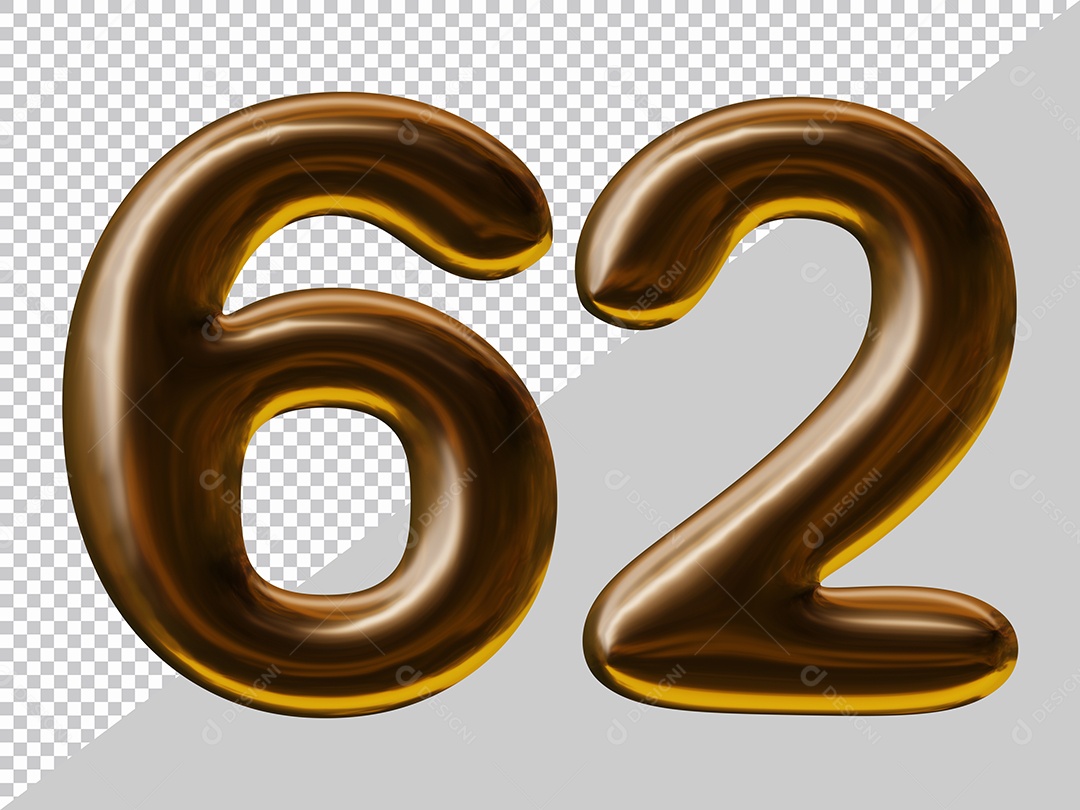 Elemento 3D Para Composição Número 62 Marrom PSD