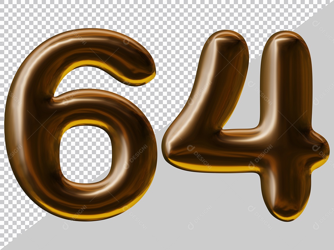 Elemento 3D Para Composição Número 64 Marrom PSD