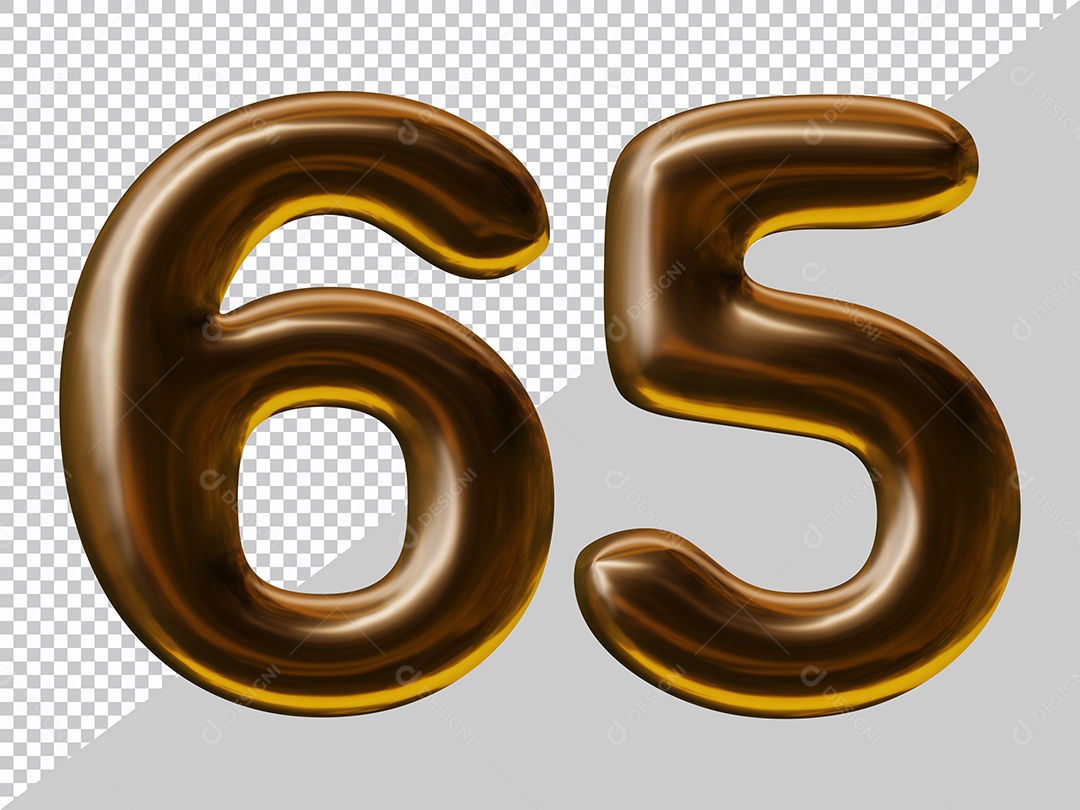Elemento 3D Para Composição Número 65 Marrom PSD