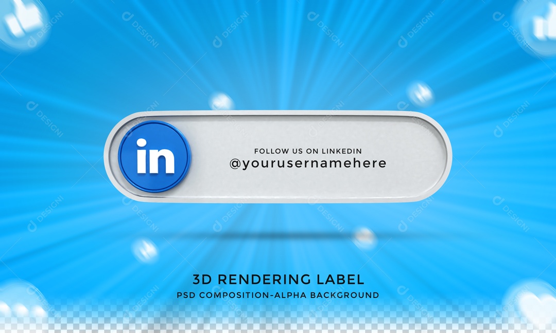 Placa De LinkedIn Elemento 3D PSD