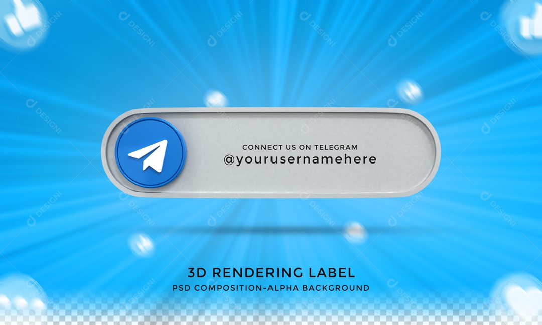 Placa De Telegram Elemento 3D PSD