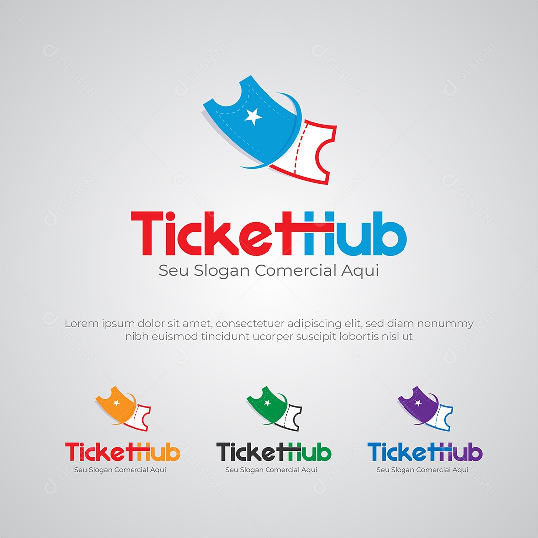 Ticket Hub Logotipo Vetor EPS + AI Editável