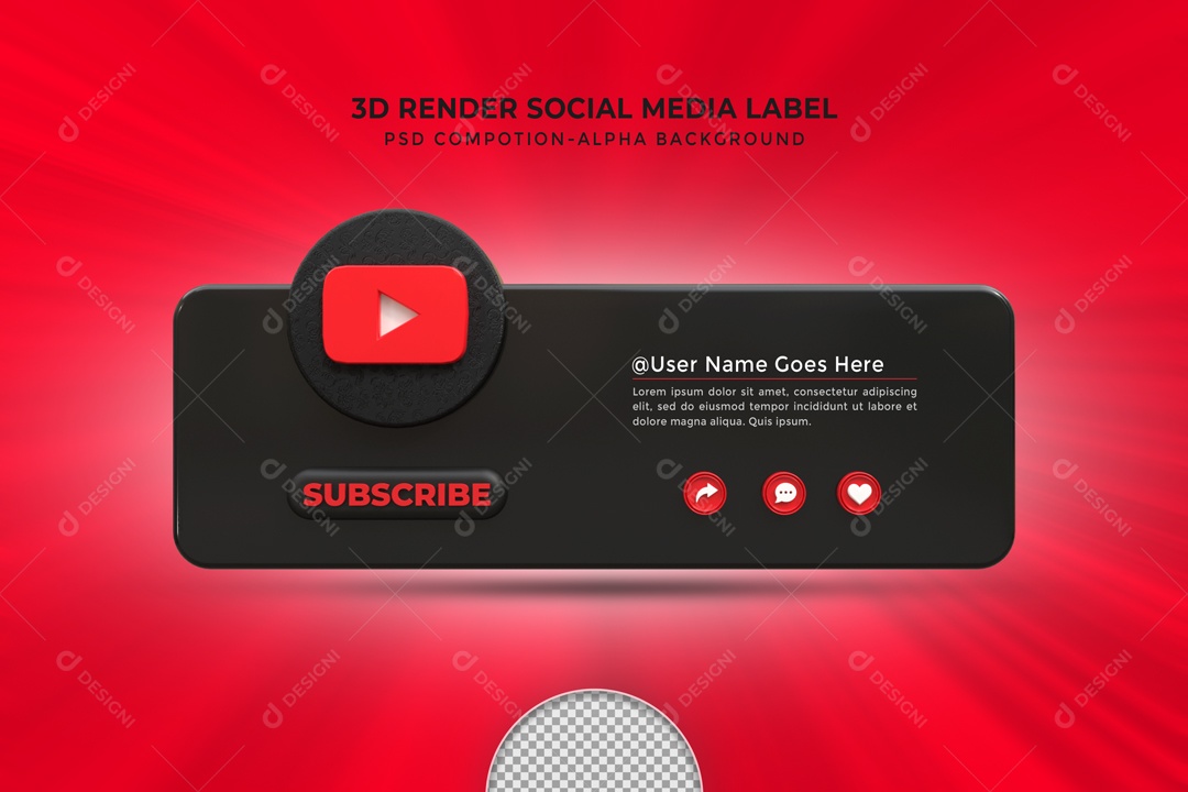Placa De Escreva-se YouTube Elemento 3D PSD