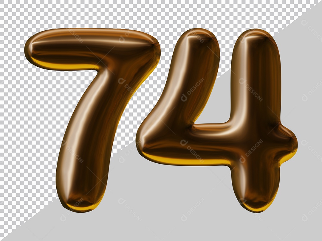 Elemento 3D Para Composição Número 74 Marrom PSD