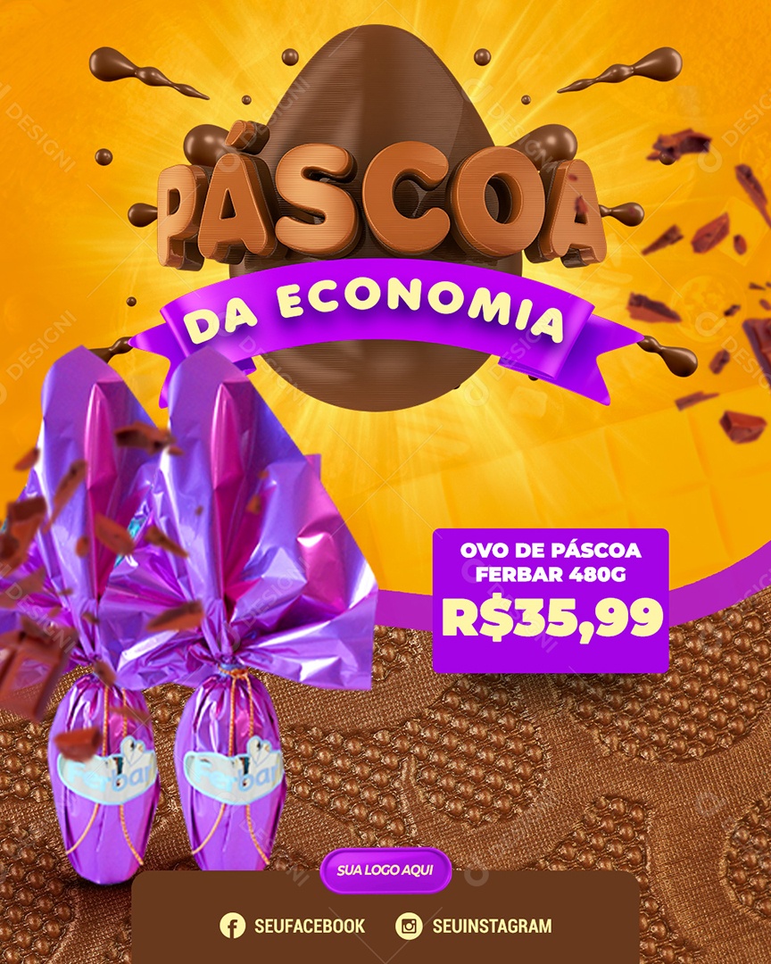 Páscoa da Economia Venha Conferir Social Media PSD Editável