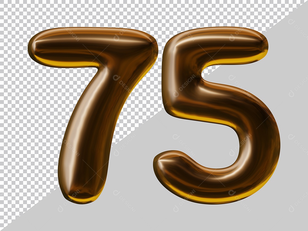 Elemento 3D Para Composição Número 75 Marrom PSD