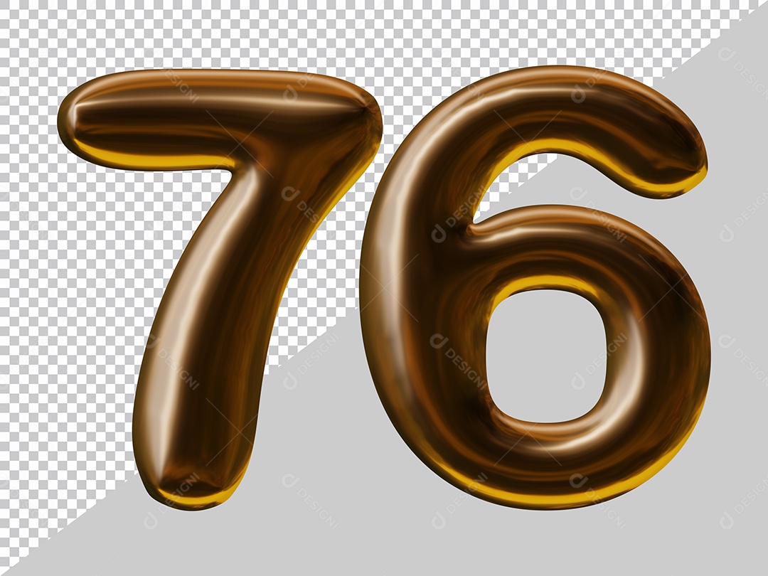 Elemento 3D Para Composição Número 76 Marrom PSD