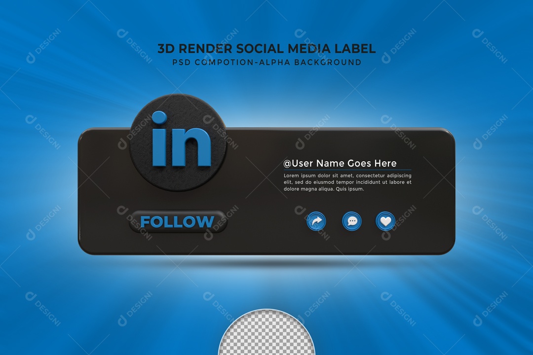 Placa De Seguir LinkedIn Elemento 3D PSD