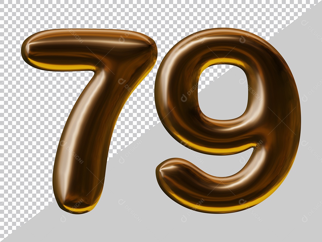 Elemento 3D Para Composição Número 79 Marrom PSD