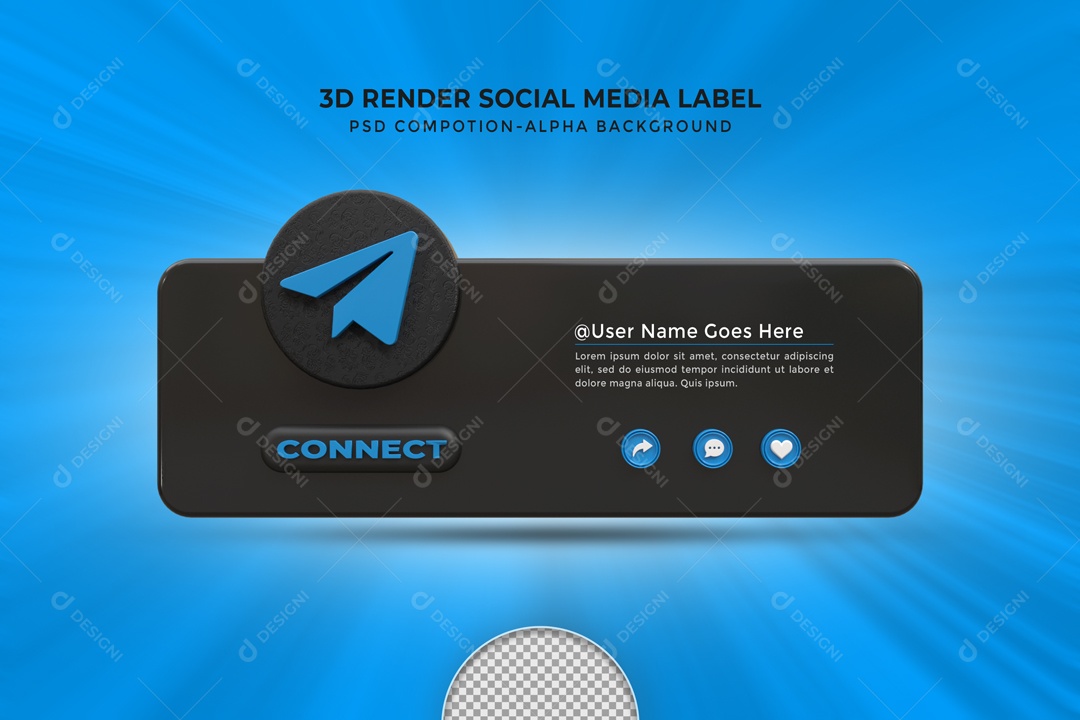 Placa De Conecte-se Telegram Elemento 3D PSD