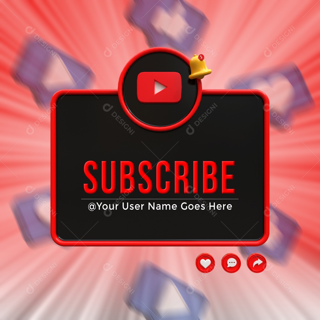 Placa De Escreva-se YouTube Elemento 3D PSD