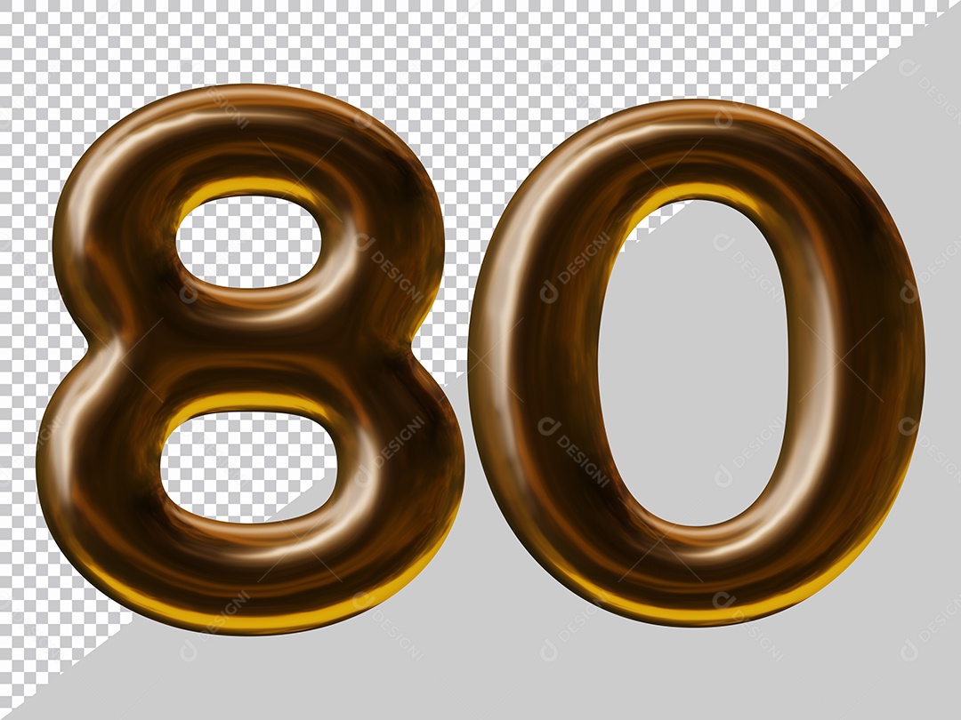 Elemento 3D Para Composição Número 80 Marrom PSD