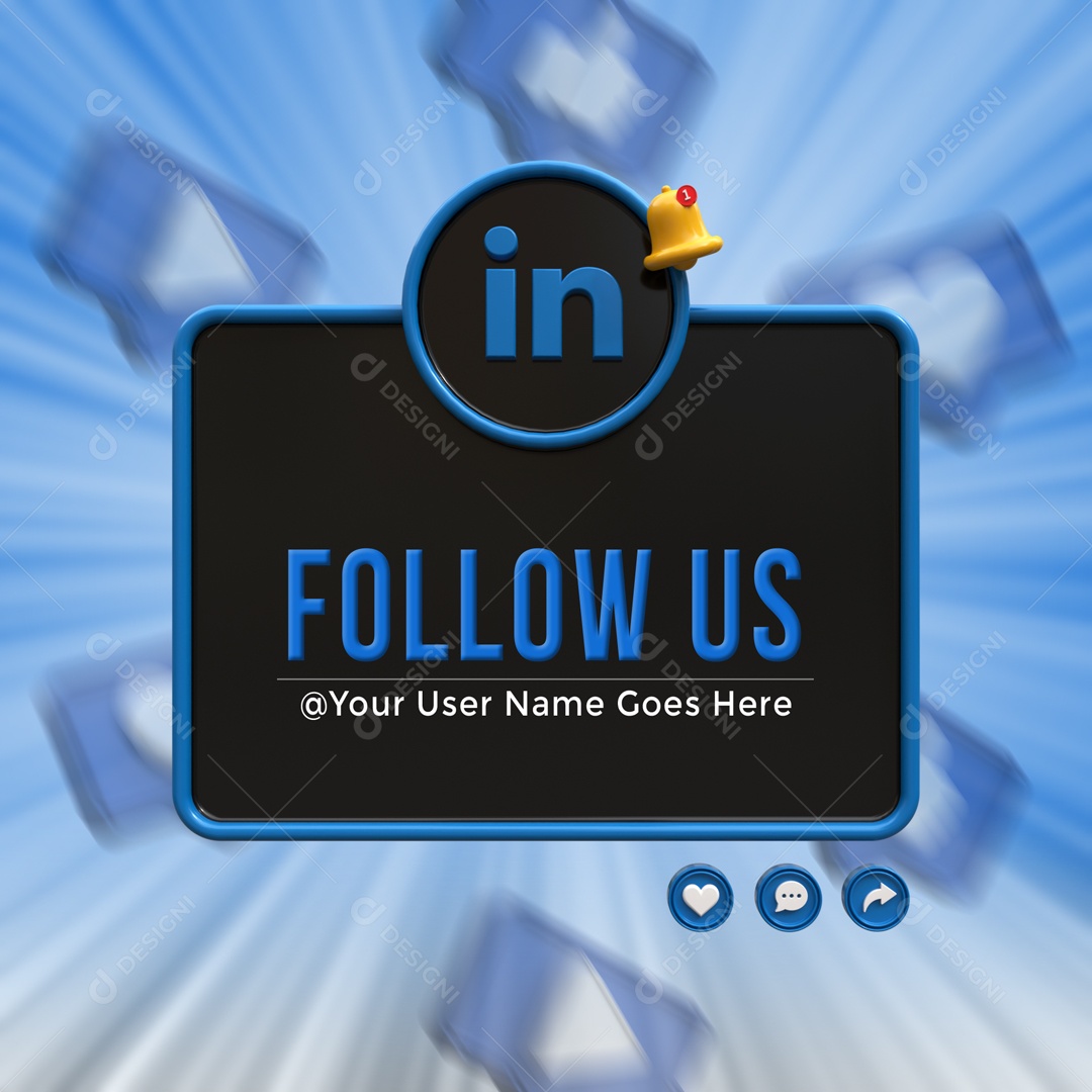 Placa De Seguir LinkedIn Elemento 3D PSD