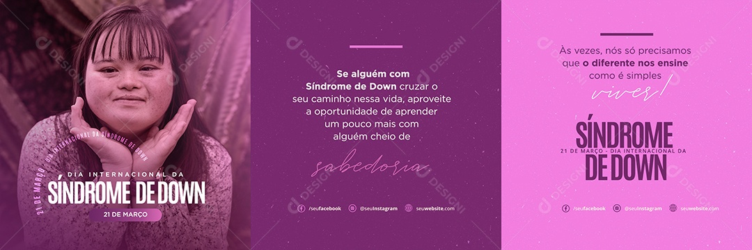 Dia Internacional da Síndrome de Down 21 De Março Carrossel Social Media PSD Editável