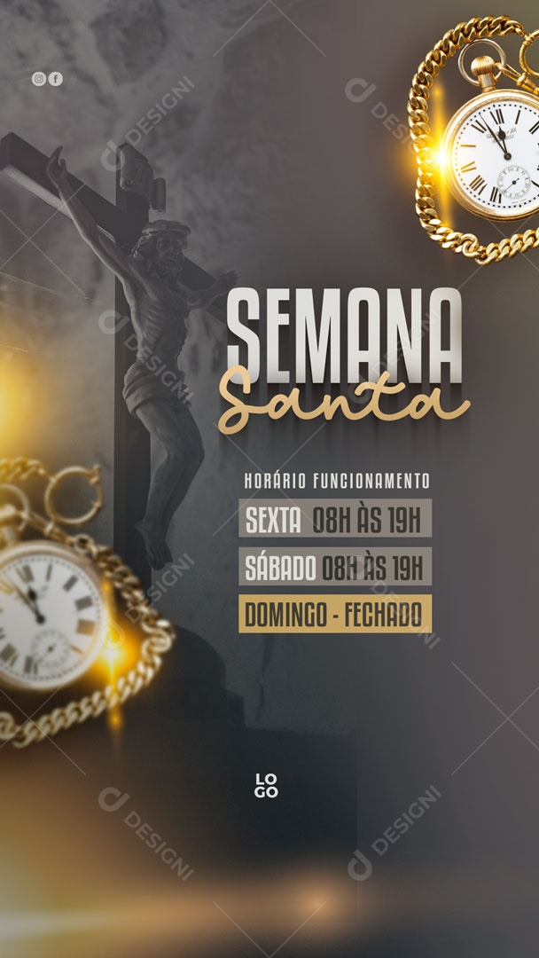 Story Semana Santa Horário Especial Social Media PSD Editável