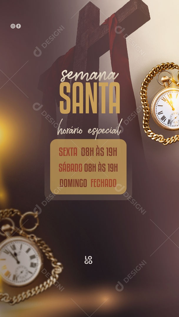 Story Semana Santa Horário Especial Social Media PSD Editável