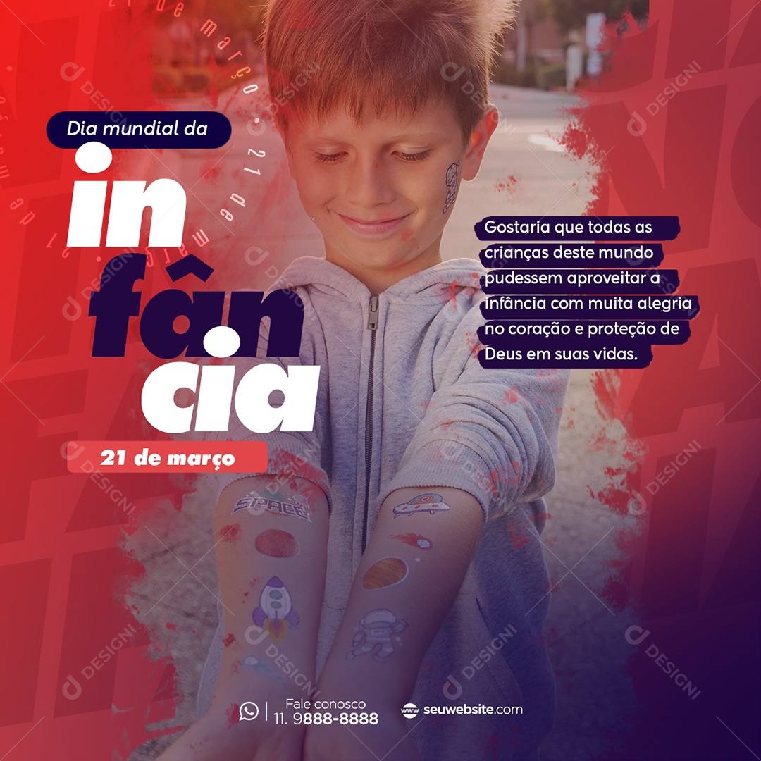 Dia Mundial da Infância 21 de Março Social Media PSD Editável