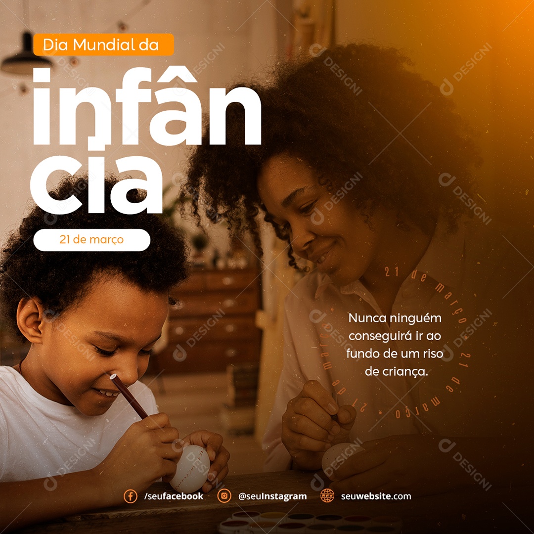Dia Mundial da Infância 21 de Março Social Media PSD Editável