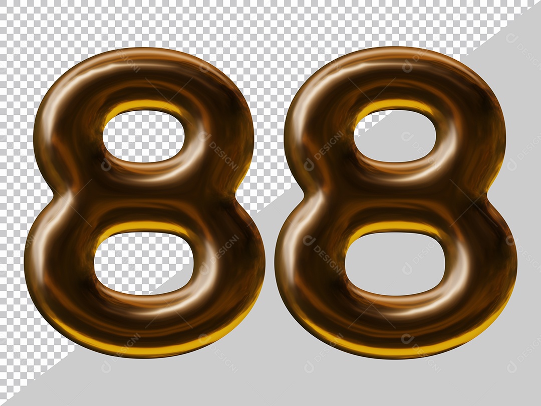 Elemento 3D Para Composição Número 88 Marrom PSD