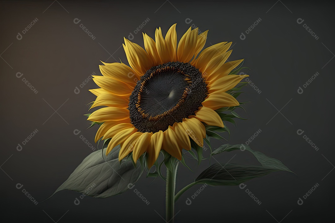 Imagem focada apenas em um lindo girassol com fundo desfocado