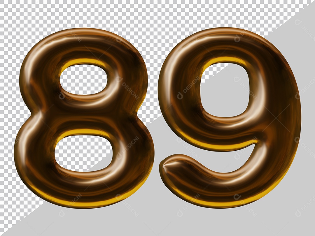 Elemento 3D Para Composição Número 89 Marrom PSD