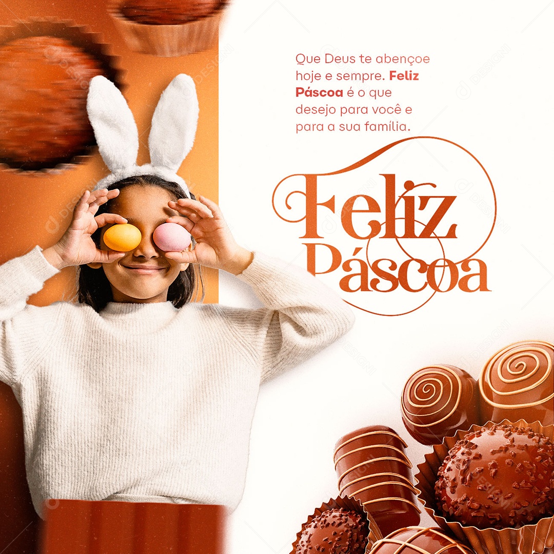 Que Deus Te Abençoe Hoje E Sempre Feliz Páscoa Social Media PSD Editável