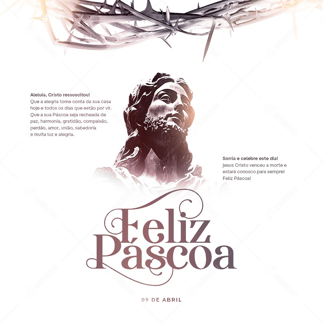 Jesus Cristo Venceu A Morte Feliz Páscoa Social Media PSD Editável
