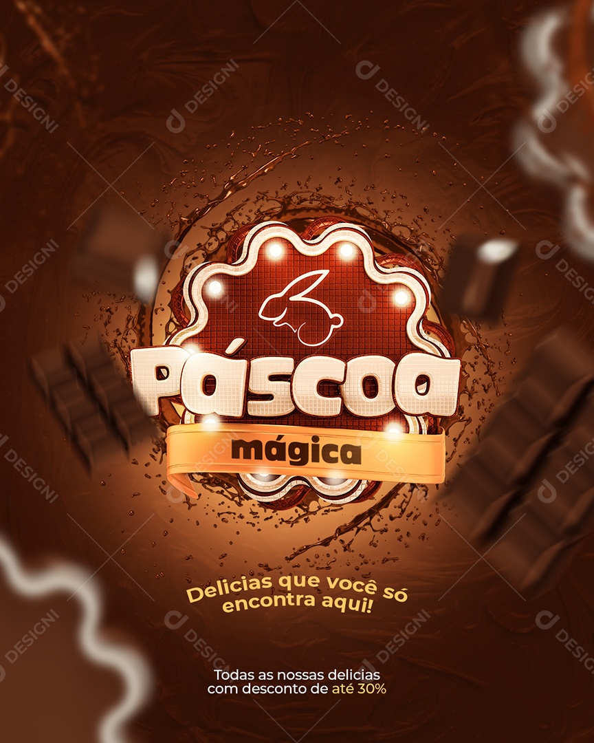 Páscoa Mágica Delicias Que Você só Encontra Aqui Social Media PSD Editável