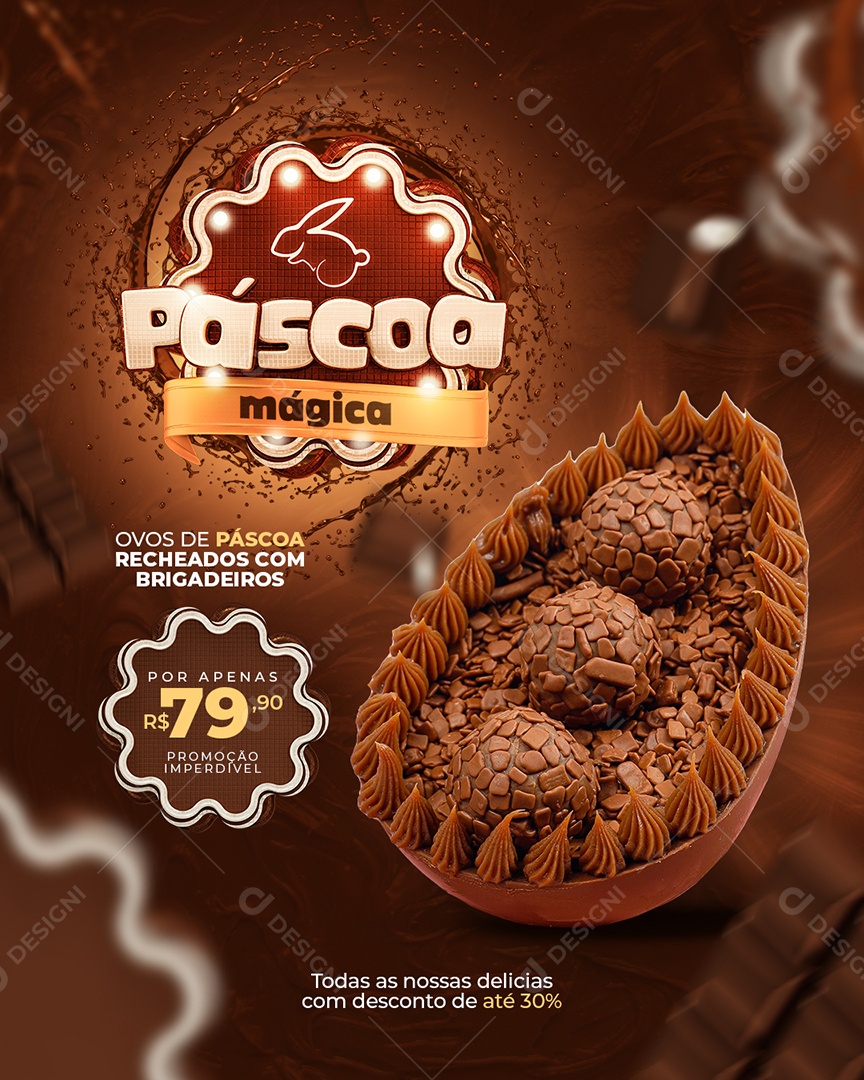 Páscoa Mágica Venha Conferir Social Media PSD Editável