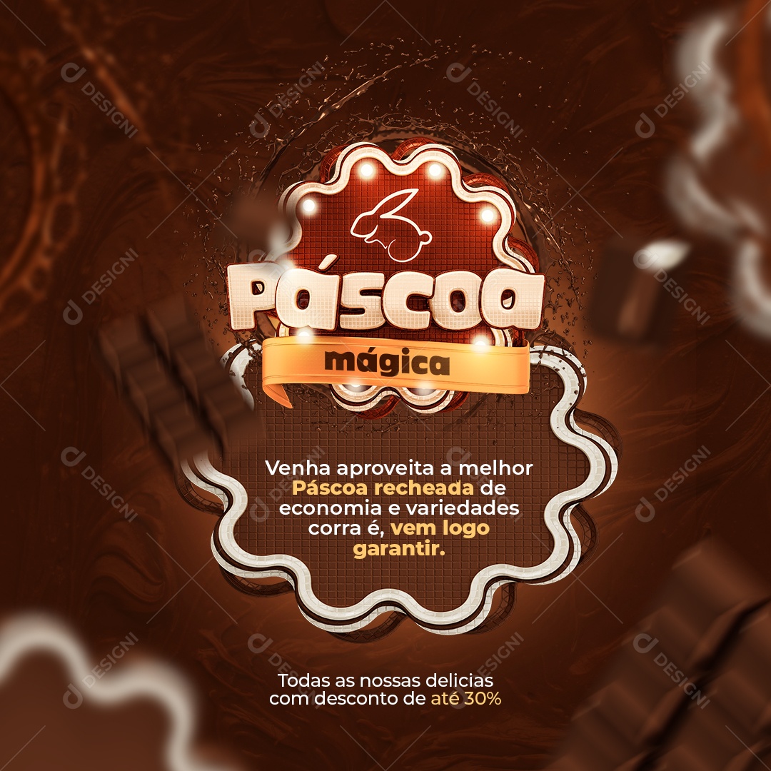 Páscoa Mágica Venha Conferir Social Media PSD Editável