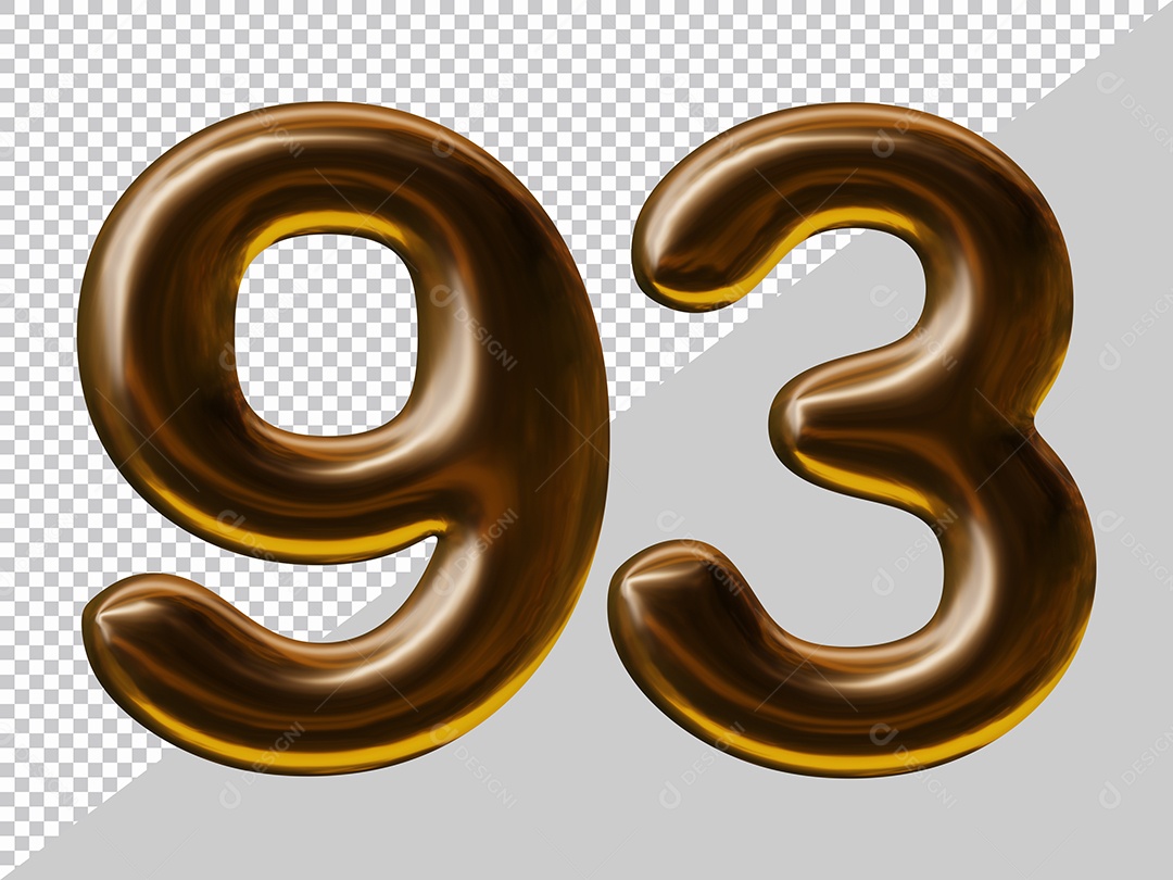 Elemento 3D Para Composição Número 93 Marrom PSD