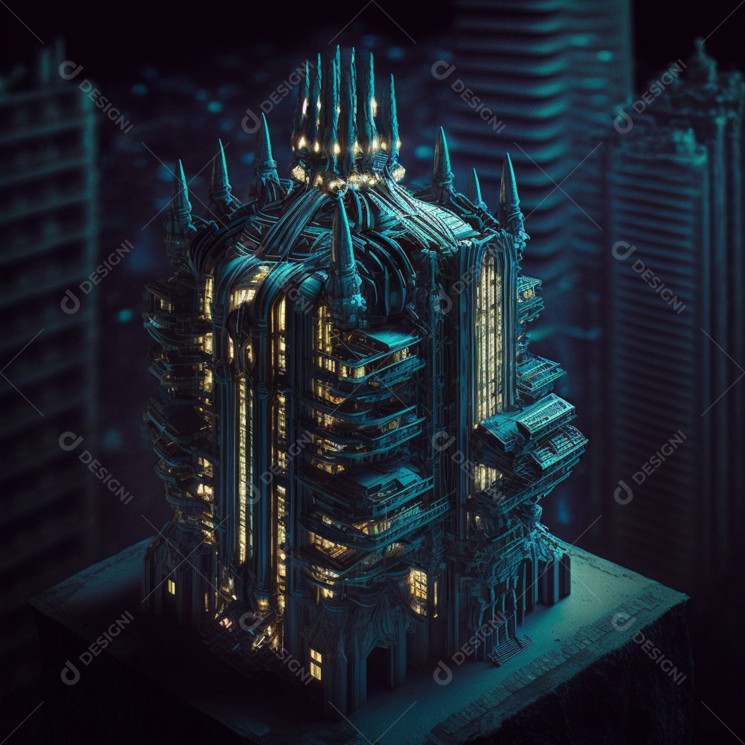 Arranha-céu bioluminescente biomecânico HeavyTony