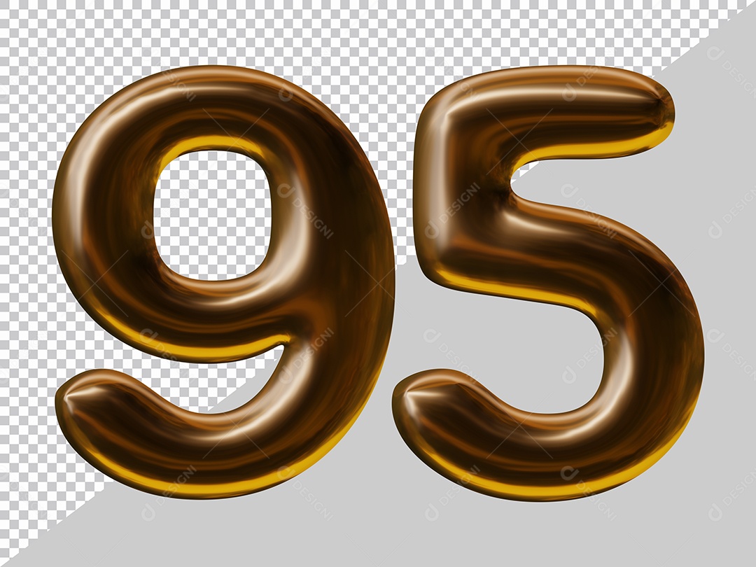 Elemento 3D Para Composição Número 95 Marrom PSD