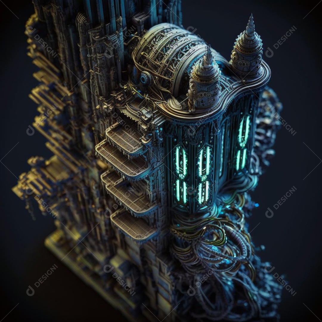 Arranha céu bioluminescente biomecânico HeavyTony