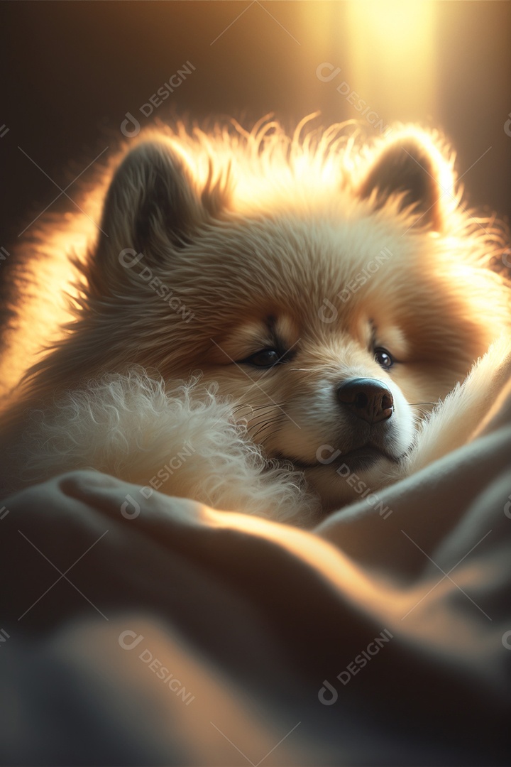 Cachorro sobre fundo desfocado