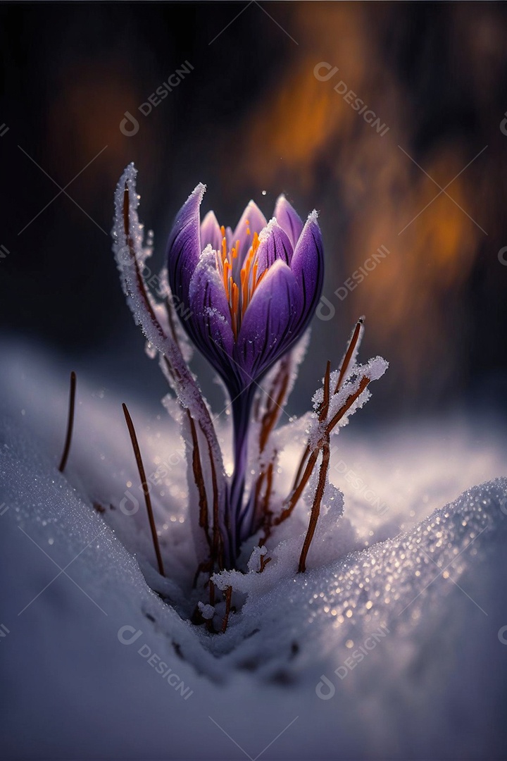 Linda flor sobre floresta fundo desfocado