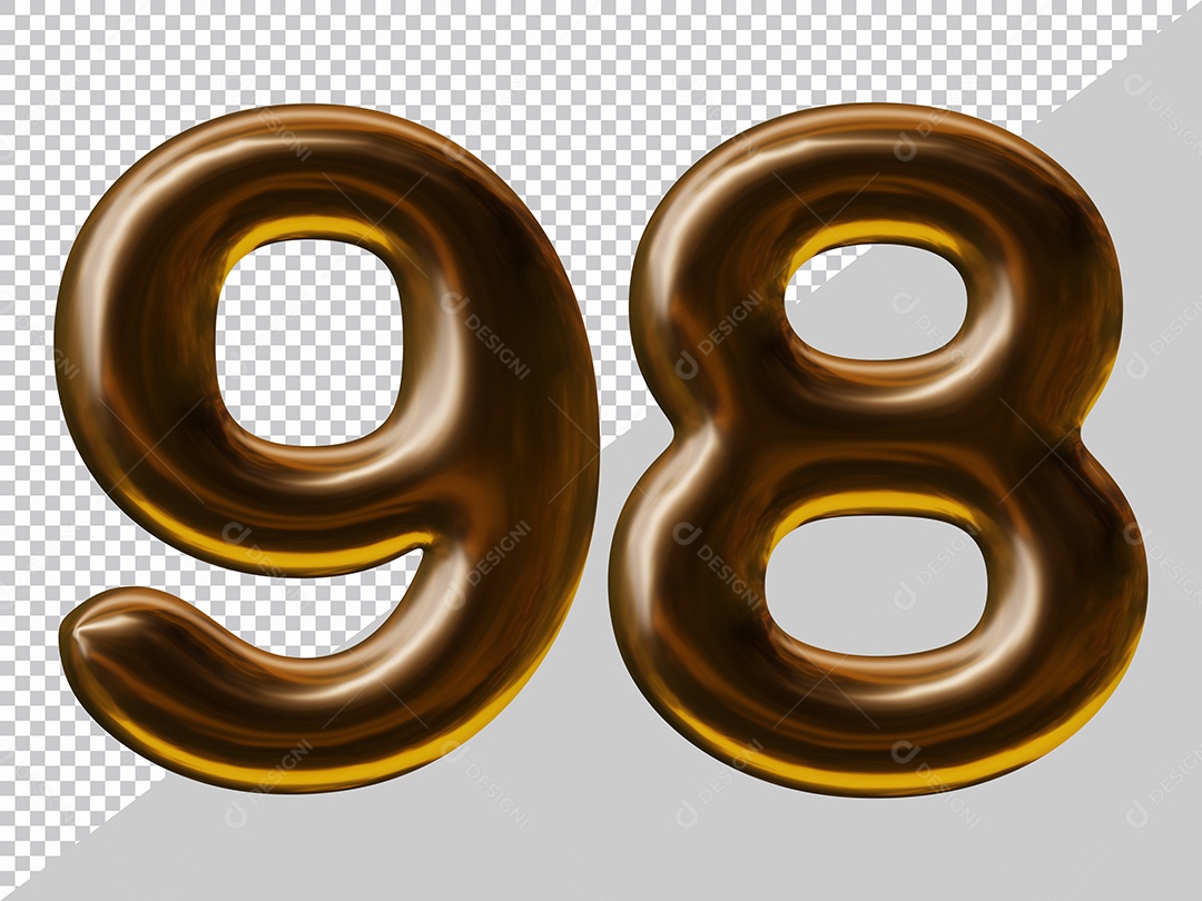 Elemento 3D Para Composição Número 98 Marrom PSD