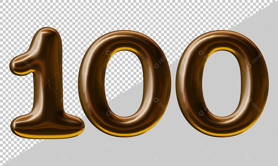 Elemento 3D Para Composição Número 100 Marrom PSD
