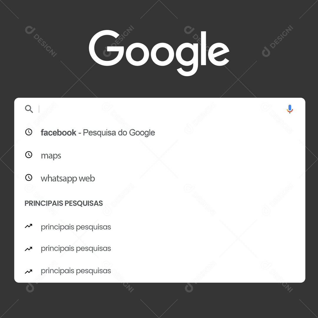Barra de Pesquisa do Google Social Media PSD Editável