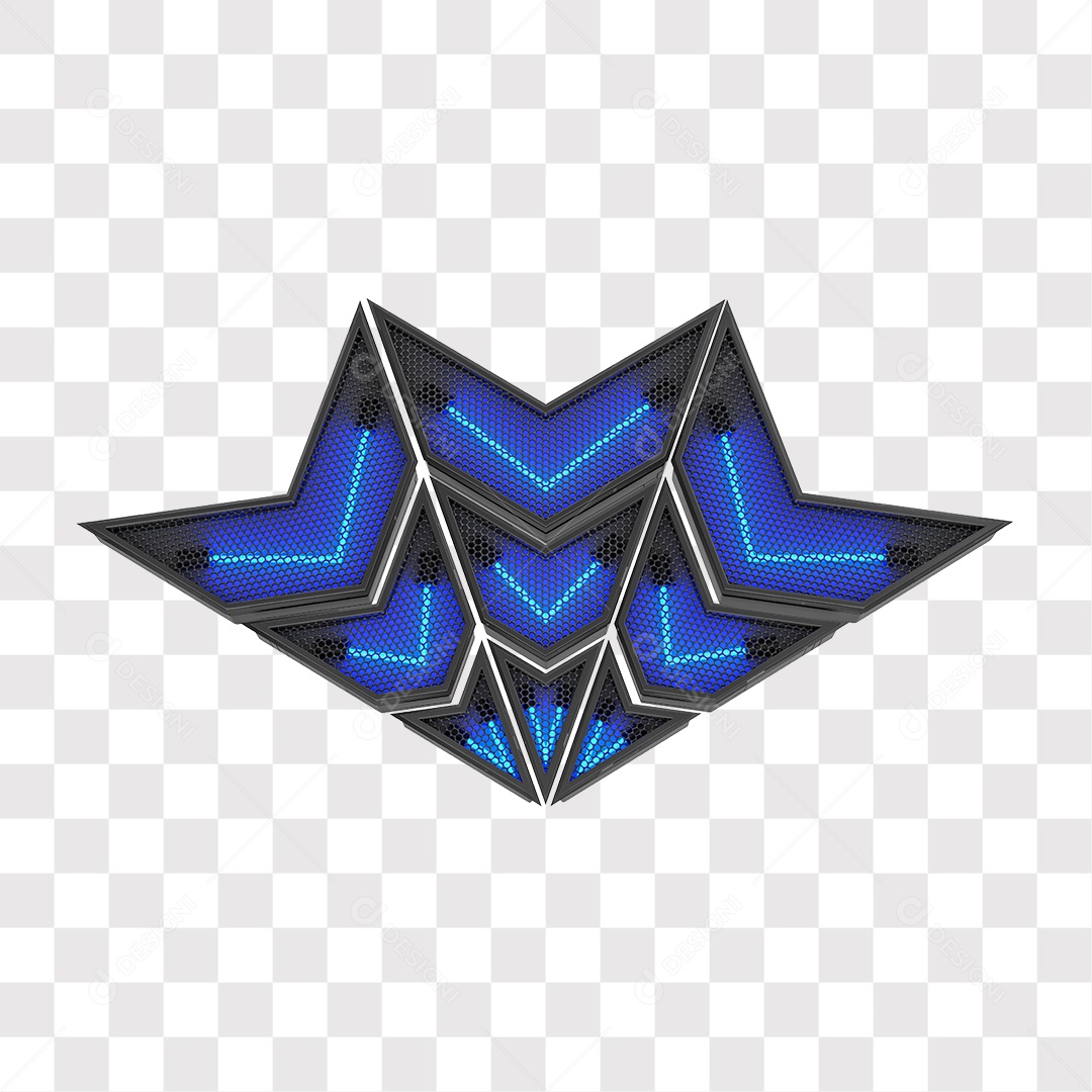 Setas Azul Com Luz Neon e Grade Elemento 3D PNG Transparente