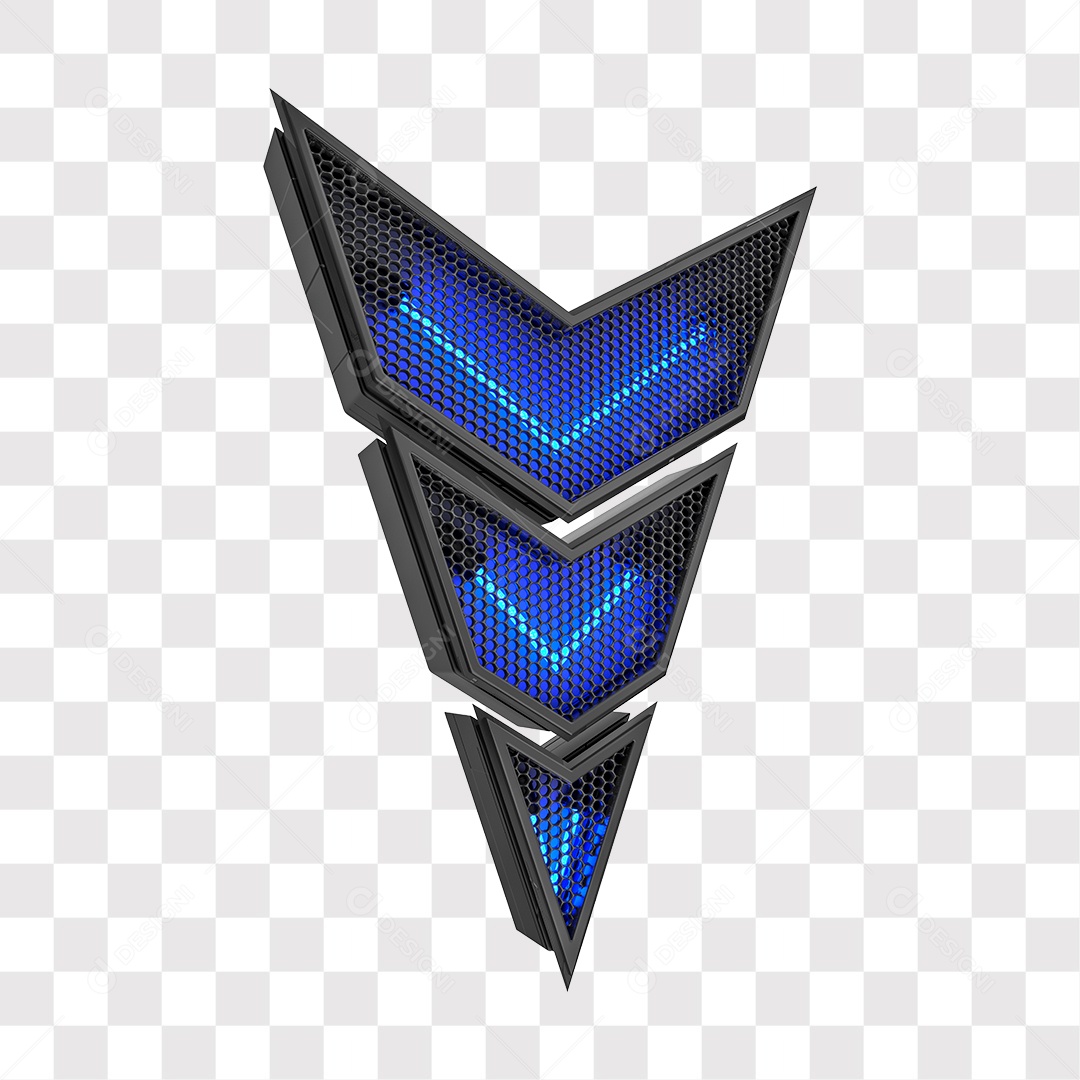 Seta Azul Com Luz Neon e Grade Elemento 3D PNG Transparente
