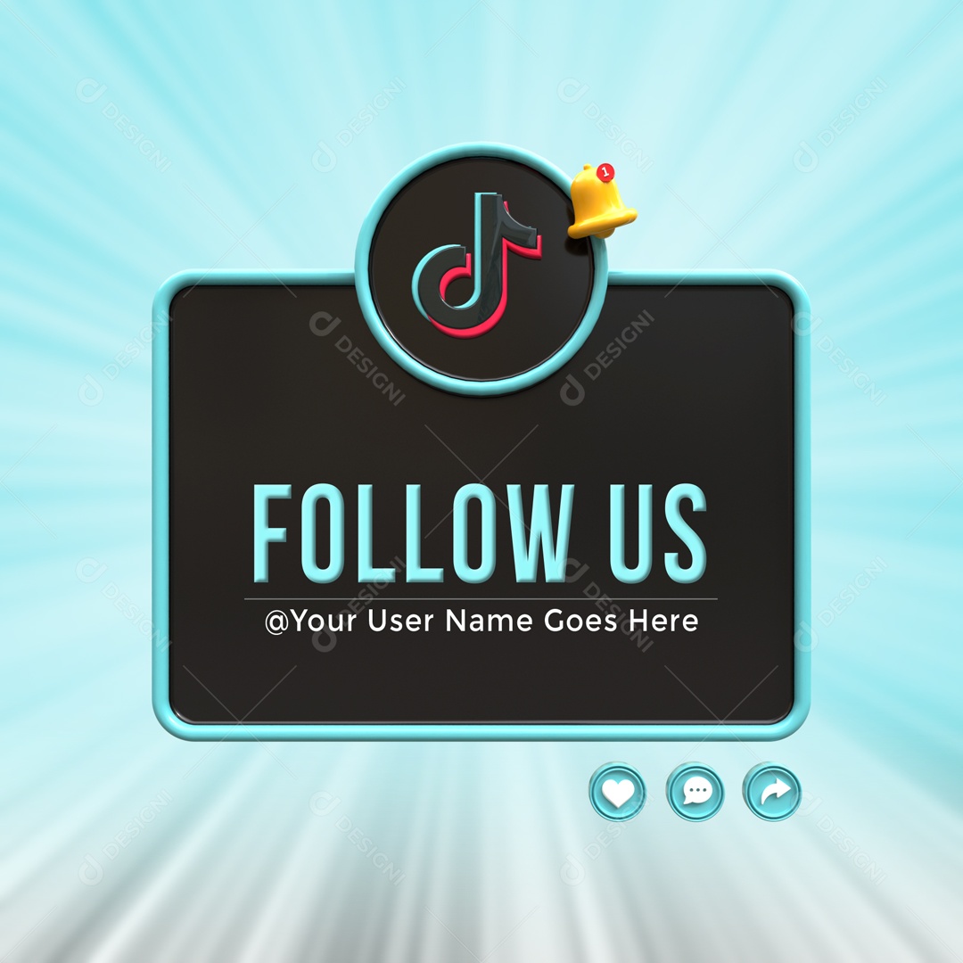 Placa De Seguir TikTok Elemento 3D PSD