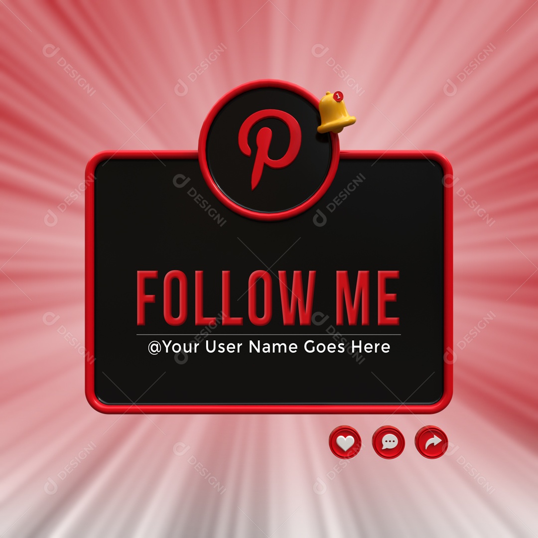 Placa De Seguir Pinterest Elemento 3D PSD