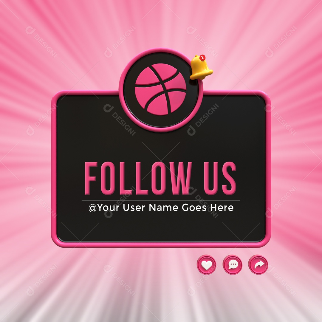 Placa De Seguir Dribbble Elemento 3D PSD